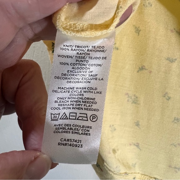 Loft Garden Floral Top Sz XS Babydoll Swiss Dot Yellow - Picture 5 of 7